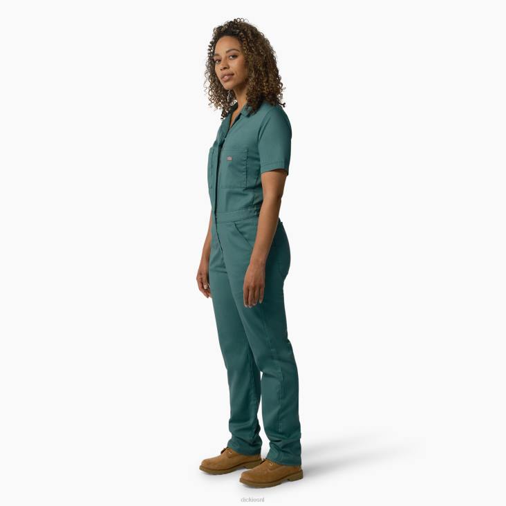 vrouwen Dickies verkoelende overall met korte mouwen lincoln groen (ln) werk kleding 6F0X1546