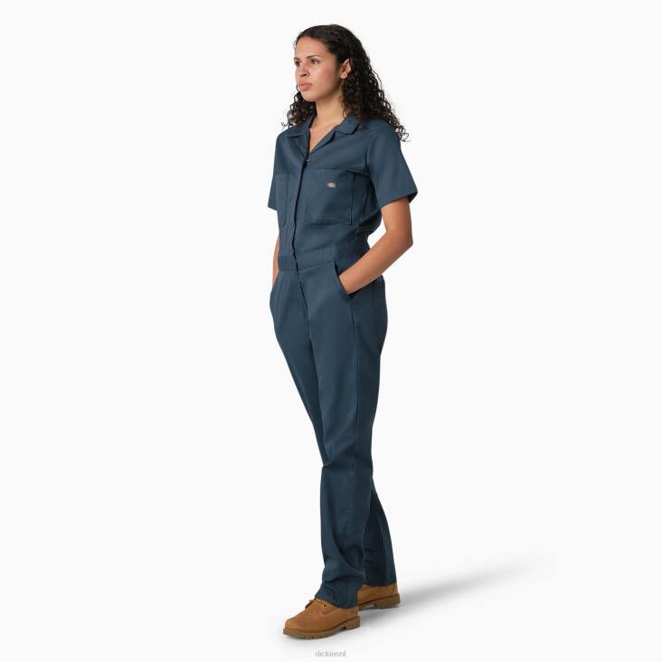 vrouwen Dickies verkoelende overall met korte mouwen luchtmacht blauw (af) werk kleding 6F0X1543