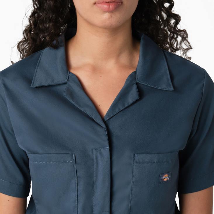 vrouwen Dickies verkoelende overall met korte mouwen luchtmacht blauw (af) werk kleding 6F0X1543