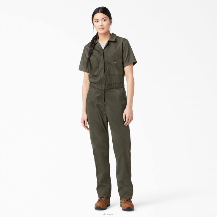 vrouwen Dickies verkoelende overall met korte mouwen mosgroen (ms) werk kleding 6F0X1547