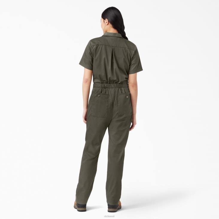 vrouwen Dickies verkoelende overall met korte mouwen mosgroen (ms) werk kleding 6F0X1547