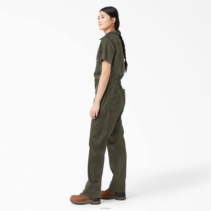 vrouwen Dickies verkoelende overall met korte mouwen mosgroen (ms) werk kleding 6F0X1547