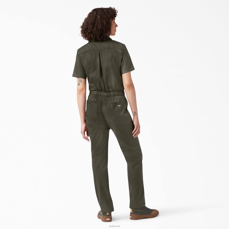 vrouwen Dickies verkoelende overall met korte mouwen mosgroen (ms) werk kleding 6F0X1547