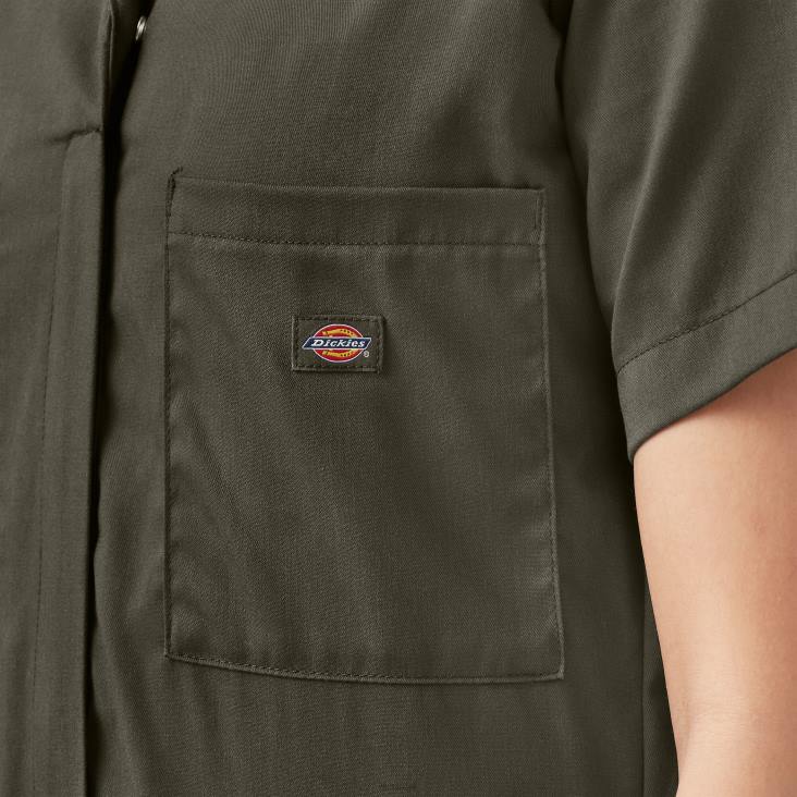 vrouwen Dickies verkoelende overall met korte mouwen mosgroen (ms) werk kleding 6F0X1547