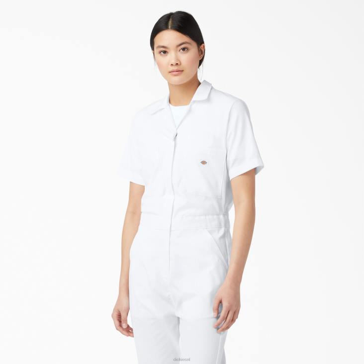 vrouwen Dickies verkoelende overall met korte mouwen wit (wh) werk kleding 6F0X1548