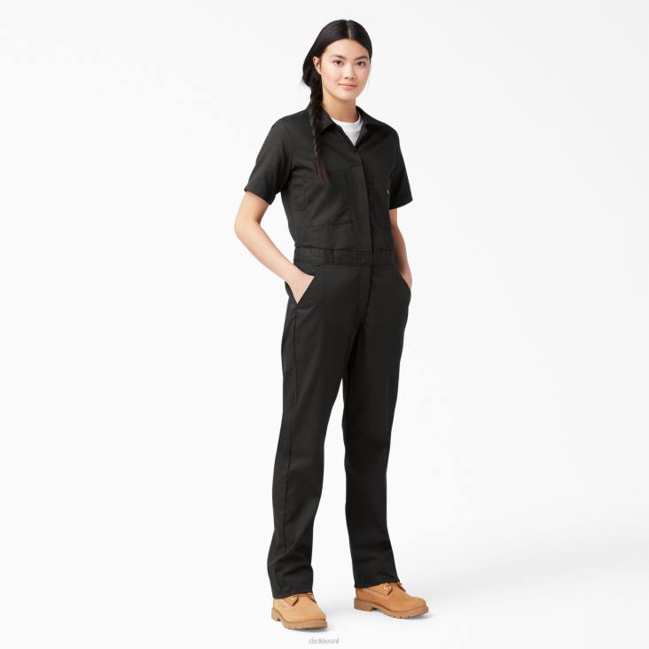 vrouwen Dickies verkoelende overall met korte mouwen zwart (bk) werk kleding 6F0X1544