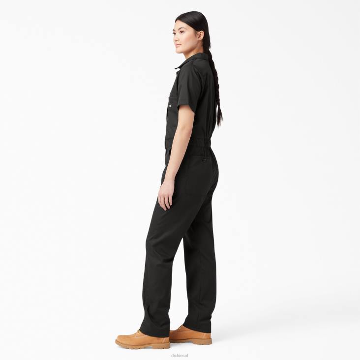 vrouwen Dickies verkoelende overall met korte mouwen zwart (bk) werk kleding 6F0X1544