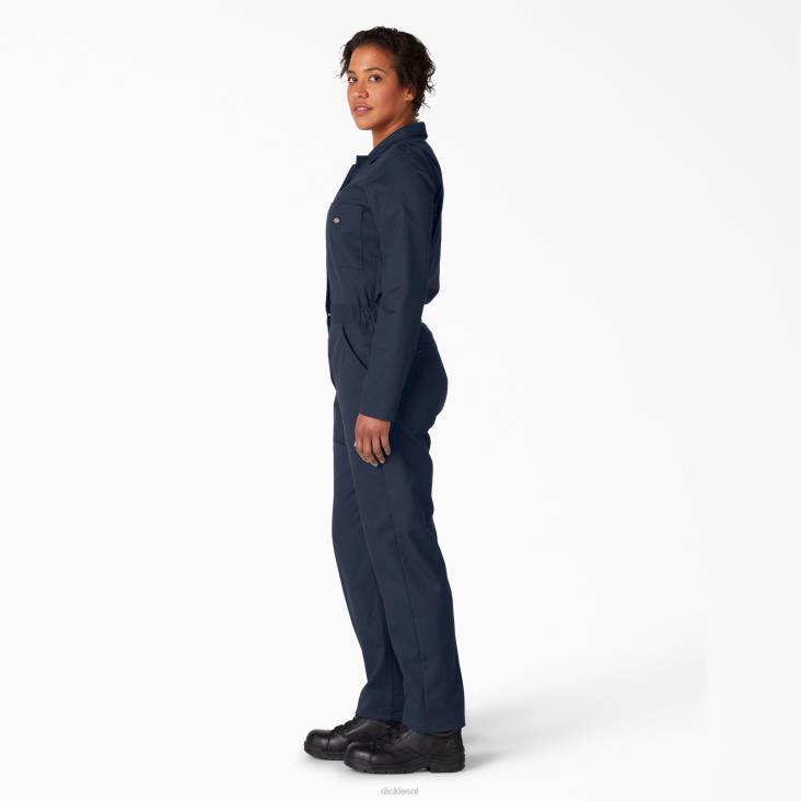 vrouwen Dickies verkoelende overall met lange mouwen donker marineblauw (dn) werk kleding 6F0X1617