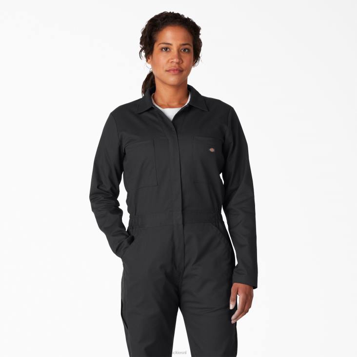 vrouwen Dickies verkoelende overall met lange mouwen zwart (bk) werk kleding 6F0X1616