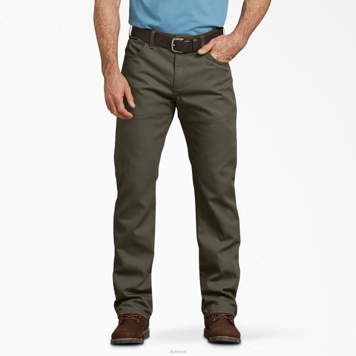 Heren Dickies eendenbroek met normale pasvorm stonewashed mosgroen (sms) werk kleding 6F0X138