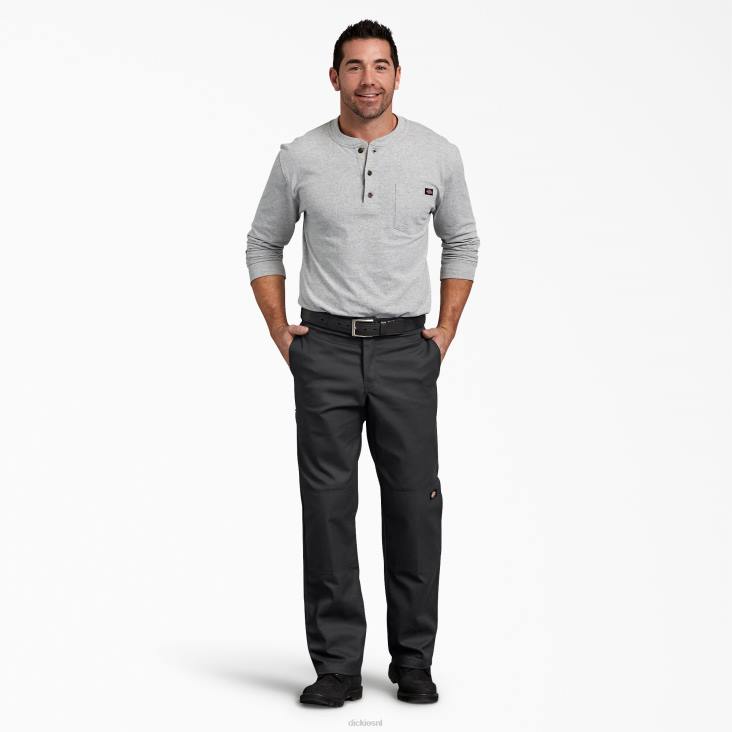 Heren Dickies flex regular fit werkbroek met dubbele knie zwart (bk) werk kleding 6F0X172