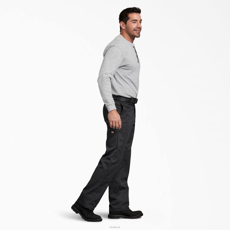 Heren Dickies flex regular fit werkbroek met dubbele knie zwart (bk) werk kleding 6F0X172