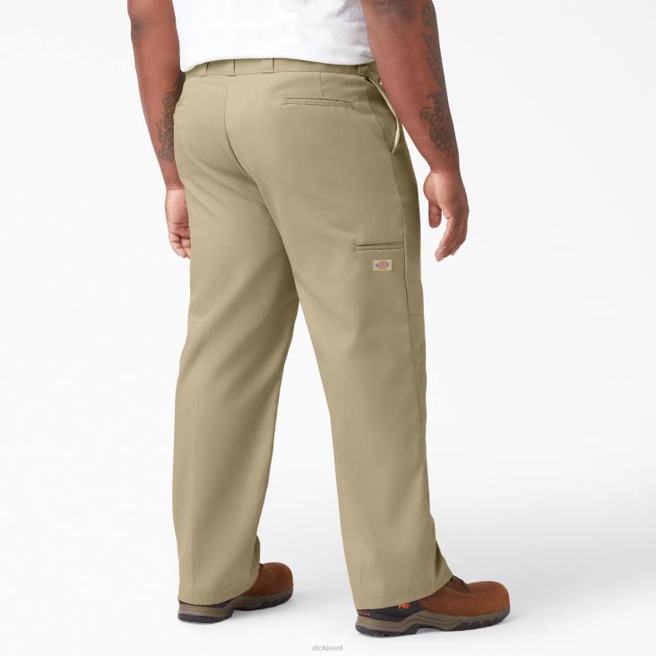Heren Dickies losse werkbroek met dubbele knie kaki (kh) werk kleding 6F0X30