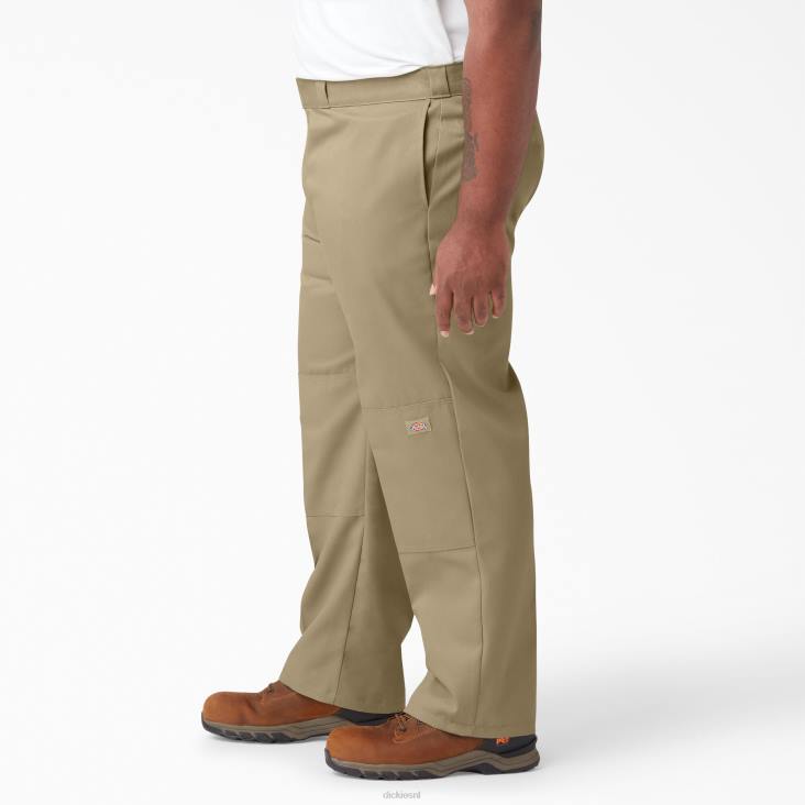Heren Dickies losse werkbroek met dubbele knie kaki (kh) werk kleding 6F0X30