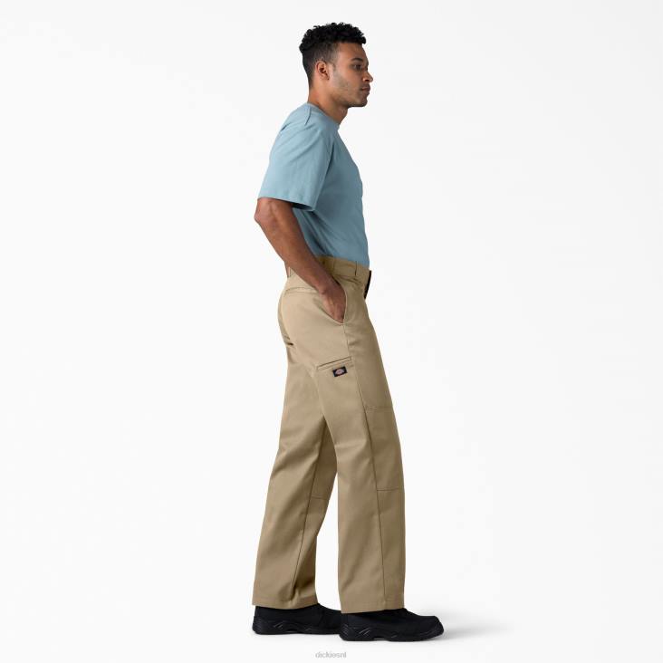 Heren Dickies losse werkbroek met dubbele knie kaki (kh) werk kleding 6F0X30