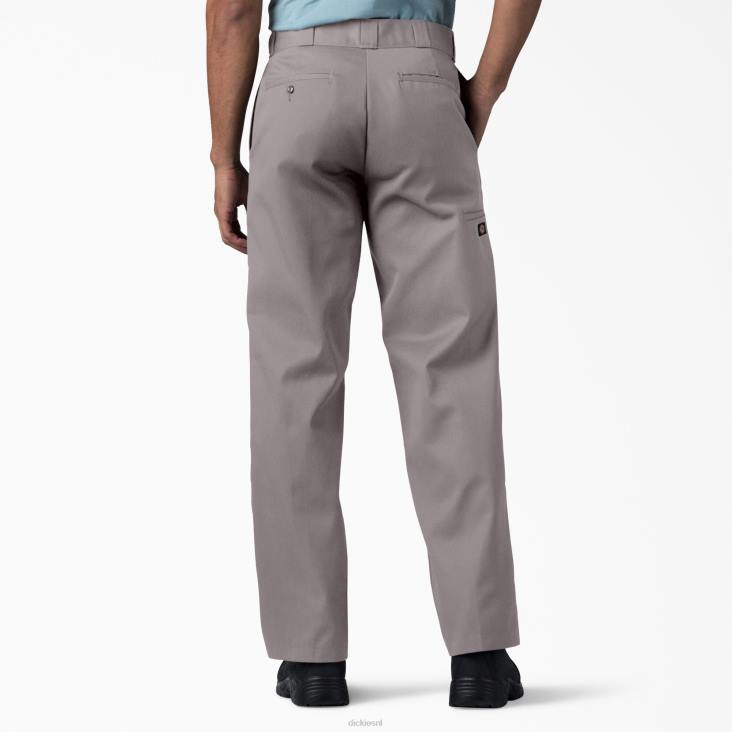 Heren Dickies losse werkbroek met dubbele knie zilver (sv) werk kleding 6F0X31