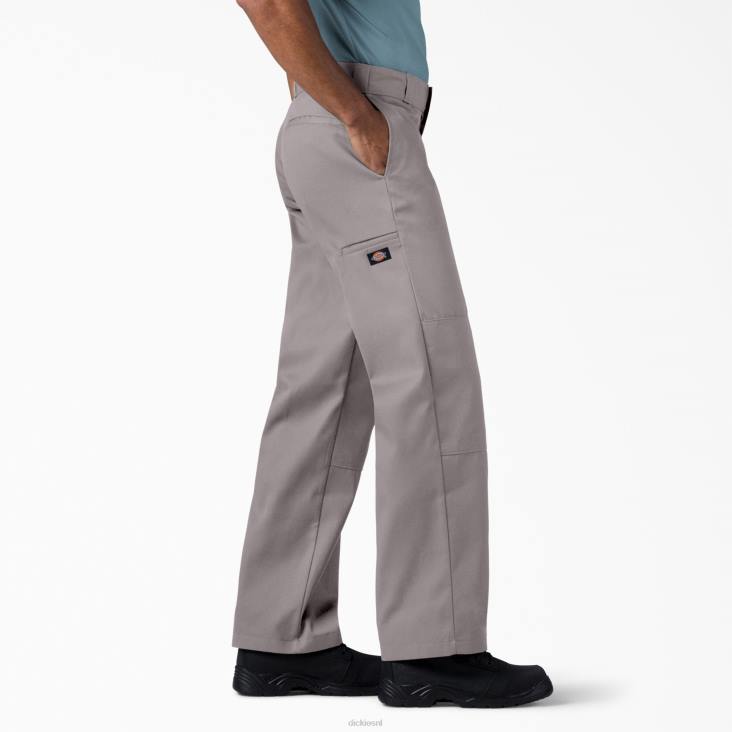 Heren Dickies losse werkbroek met dubbele knie zilver (sv) werk kleding 6F0X31