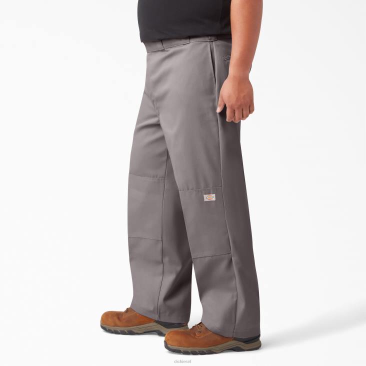 Heren Dickies losse werkbroek met dubbele knie zilver (sv) werk kleding 6F0X31
