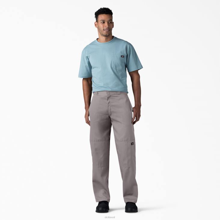 Heren Dickies losse werkbroek met dubbele knie zilver (sv) werk kleding 6F0X31