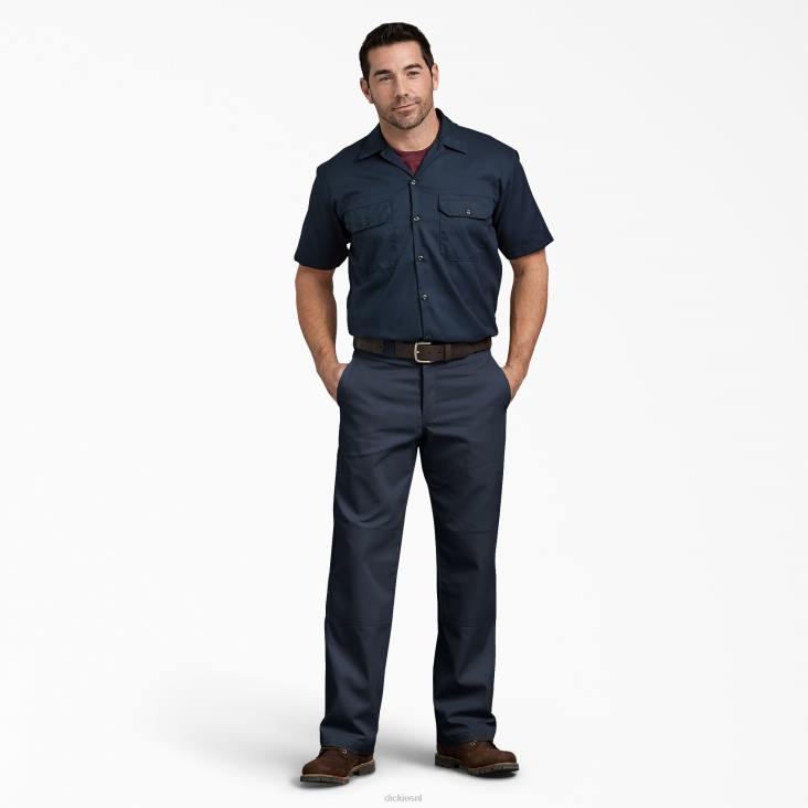 Heren Dickies relaxte werkbroek met dubbele knie donker marineblauw (dn) werk kleding 6F0X181