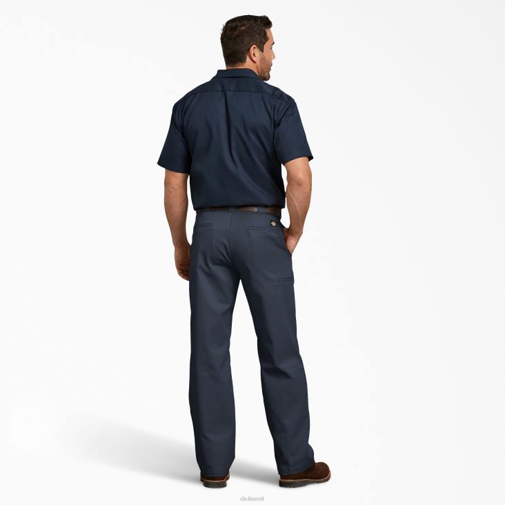 Heren Dickies relaxte werkbroek met dubbele knie donker marineblauw (dn) werk kleding 6F0X181