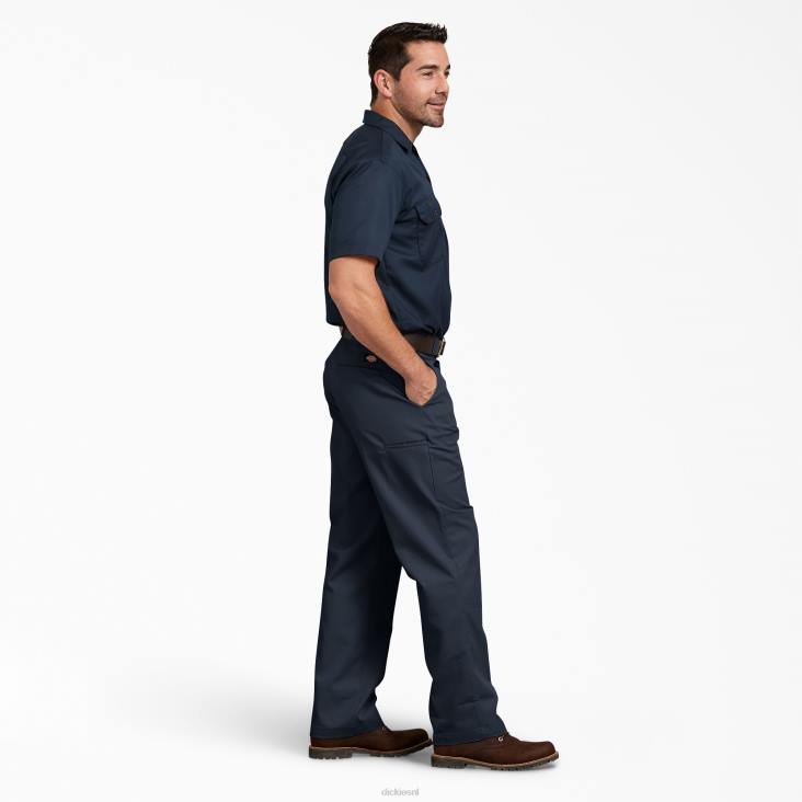 Heren Dickies relaxte werkbroek met dubbele knie donker marineblauw (dn) werk kleding 6F0X181
