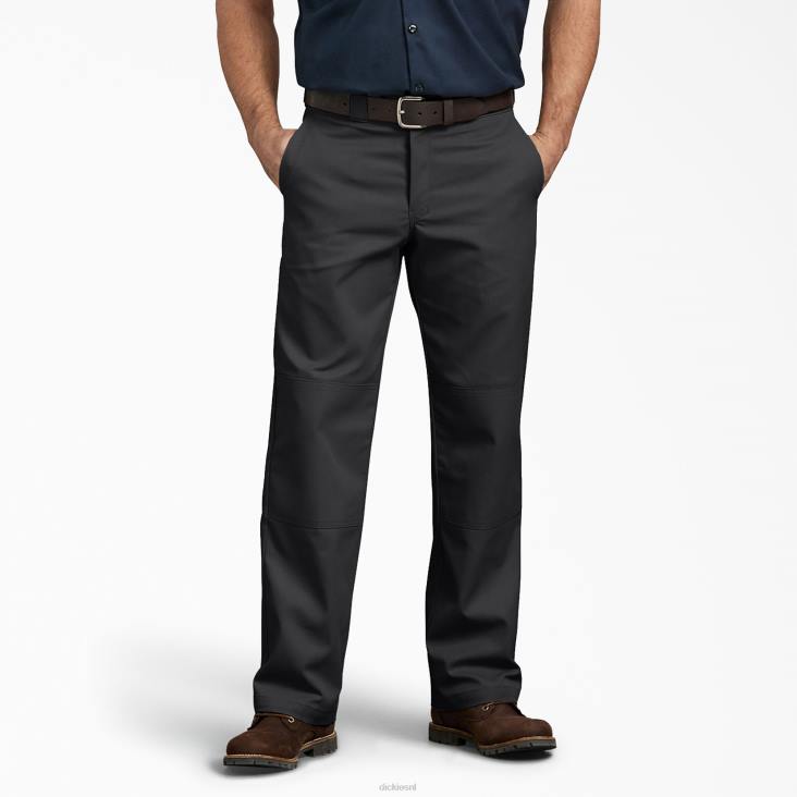 Heren Dickies relaxte werkbroek met dubbele knie zwart (bk) werk kleding 6F0X180