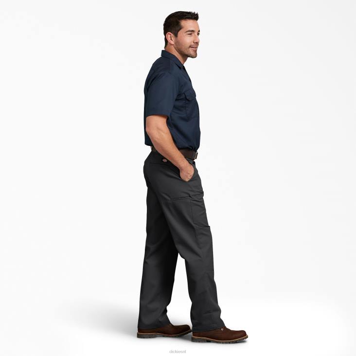 Heren Dickies relaxte werkbroek met dubbele knie zwart (bk) werk kleding 6F0X180