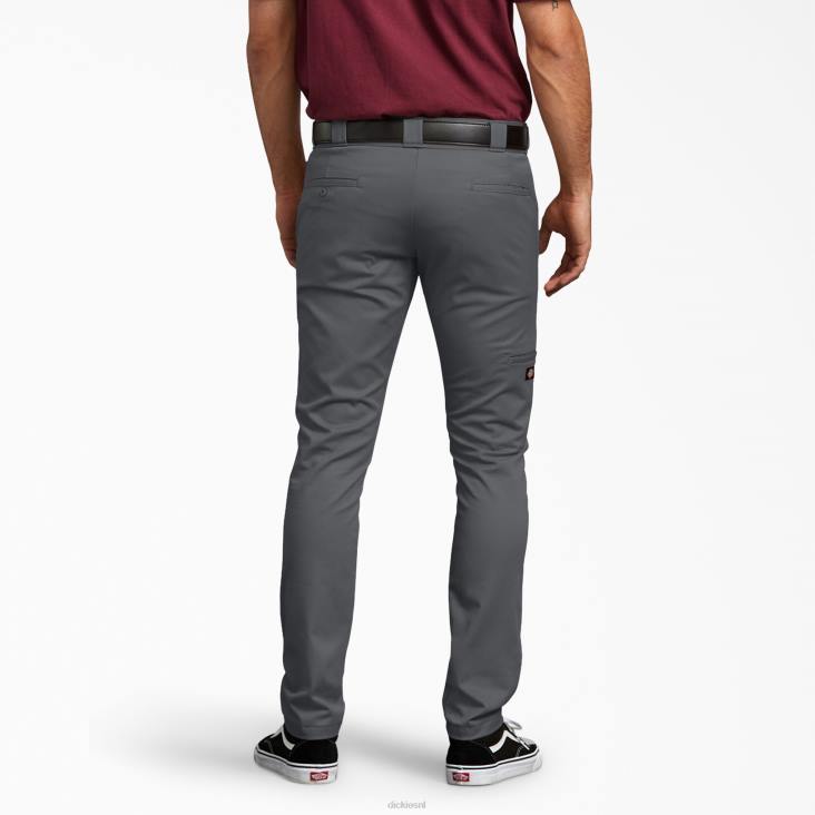 Heren Dickies skinny fit werkbroek met dubbele knie antracietgrijs (ch) werk kleding 6F0X42