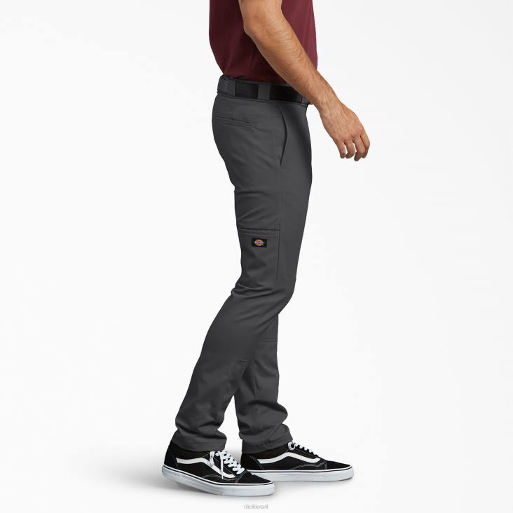 Heren Dickies skinny fit werkbroek met dubbele knie antracietgrijs (ch) werk kleding 6F0X42