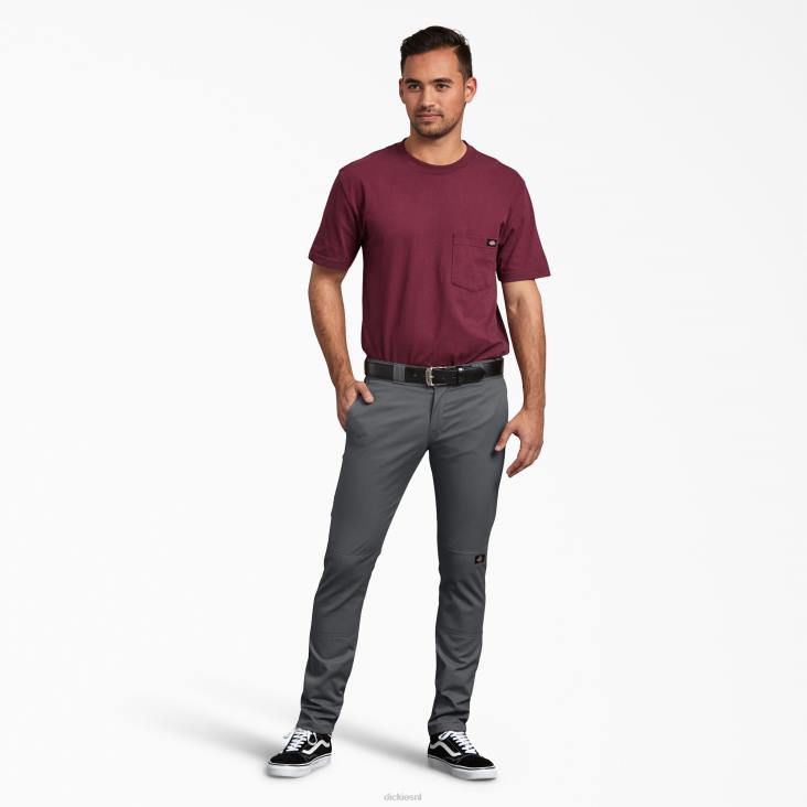 Heren Dickies skinny fit werkbroek met dubbele knie antracietgrijs (ch) werk kleding 6F0X42