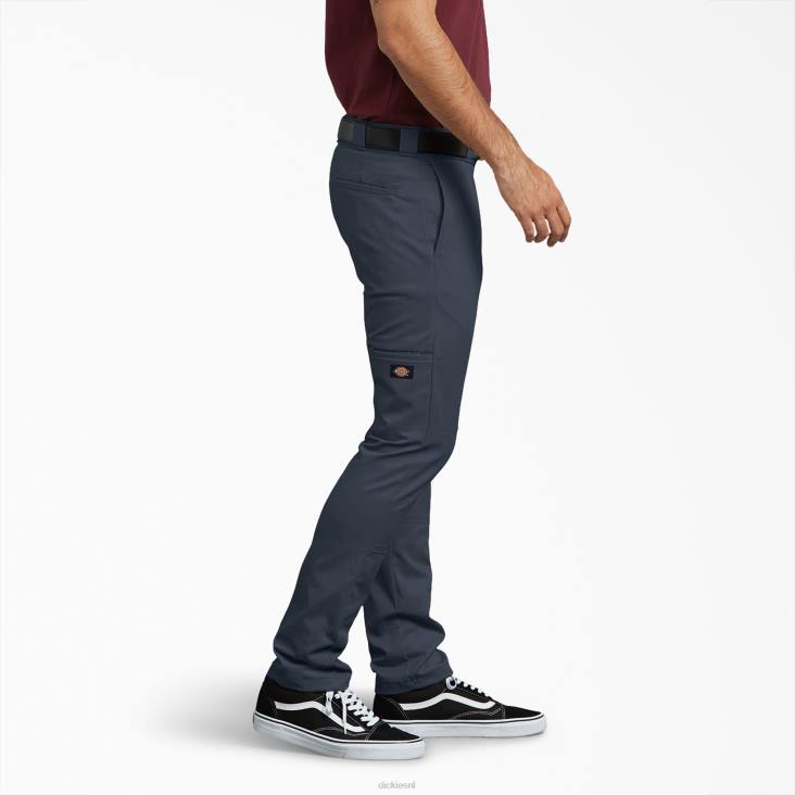 Heren Dickies skinny fit werkbroek met dubbele knie donker marineblauw (dn) werk kleding 6F0X43