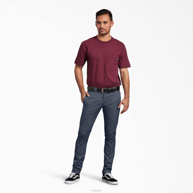 Heren Dickies skinny fit werkbroek met dubbele knie donker marineblauw (dn) werk kleding 6F0X43