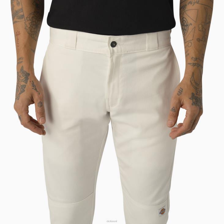Heren Dickies skinny fit werkbroek met dubbele knie wit (wh) werk kleding 6F0X49