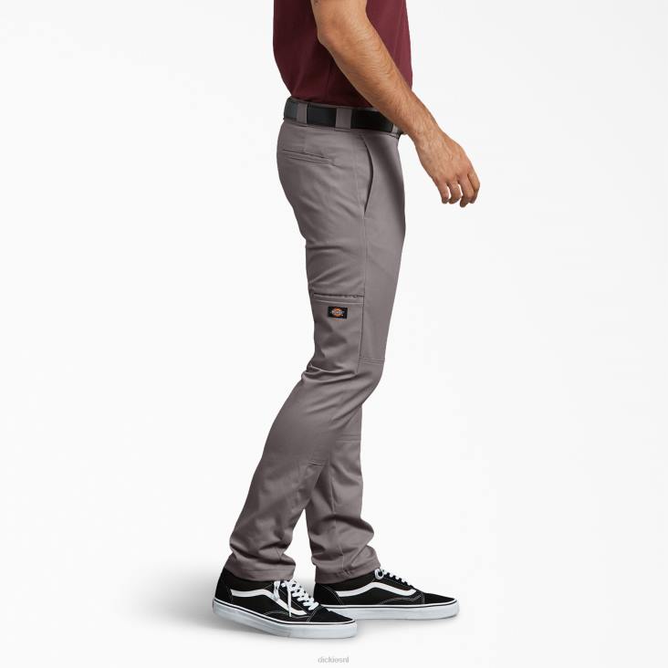 Heren Dickies skinny fit werkbroek met dubbele knie zilver (sv) werk kleding 6F0X47