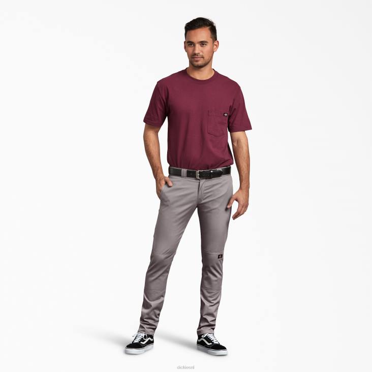 Heren Dickies skinny fit werkbroek met dubbele knie zilver (sv) werk kleding 6F0X47