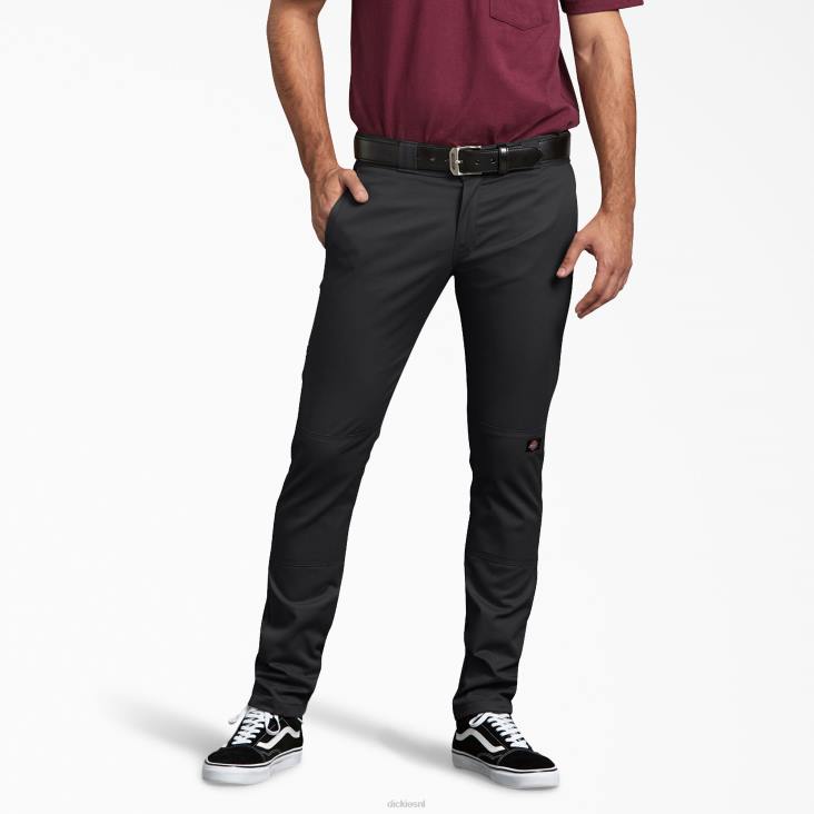 Heren Dickies skinny fit werkbroek met dubbele knie zwart (bk) werk kleding 6F0X41