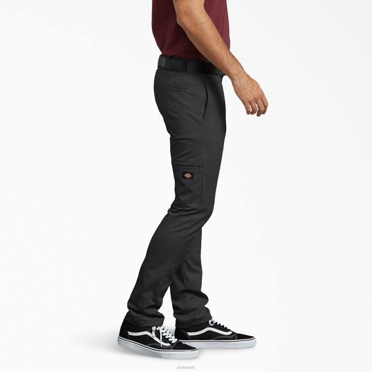Heren Dickies skinny fit werkbroek met dubbele knie zwart (bk) werk kleding 6F0X41