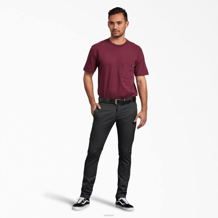 Heren Dickies skinny fit werkbroek met dubbele knie zwart (bk) werk kleding 6F0X41