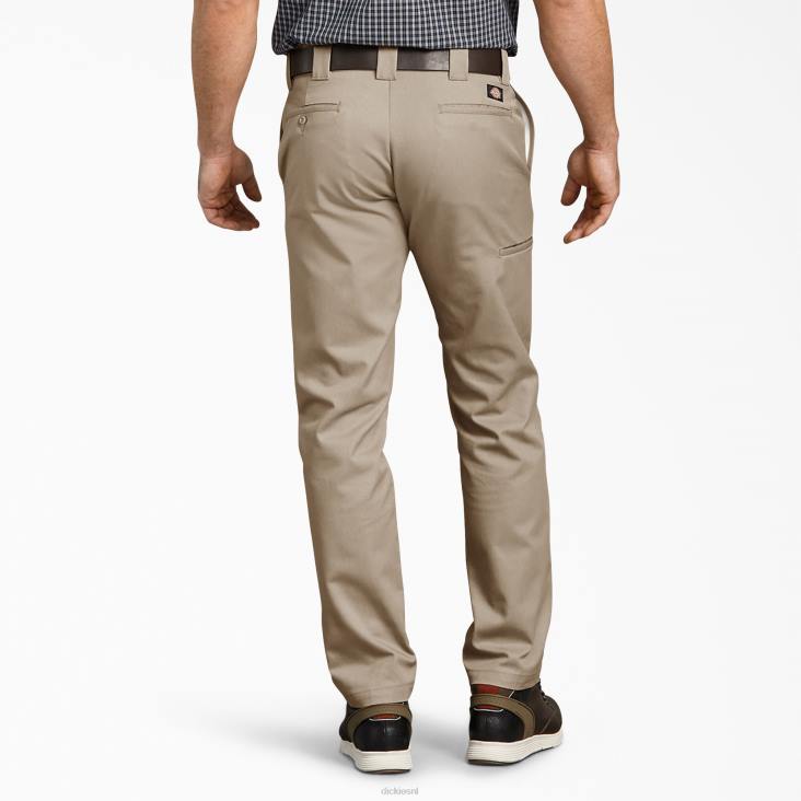 Heren Dickies slim fit taps toelopende broekspijpen multi-use pocket werkbroek woestijnzand (ds) werk kleding 6F0X110