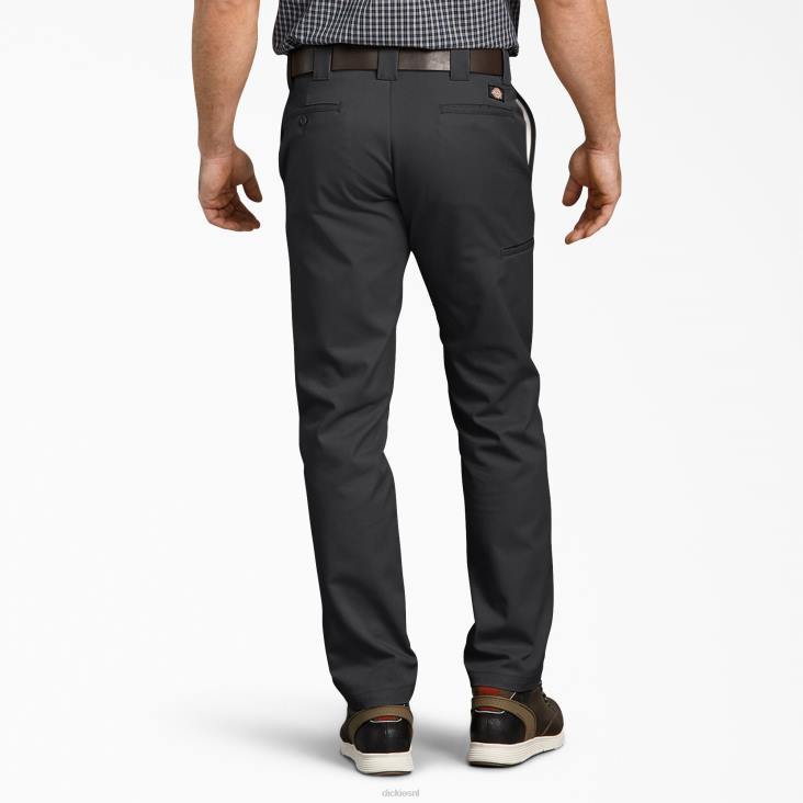 Heren Dickies slim fit taps toelopende broekspijpen multi-use pocket werkbroek zwart (bk) werk kleding 6F0X108