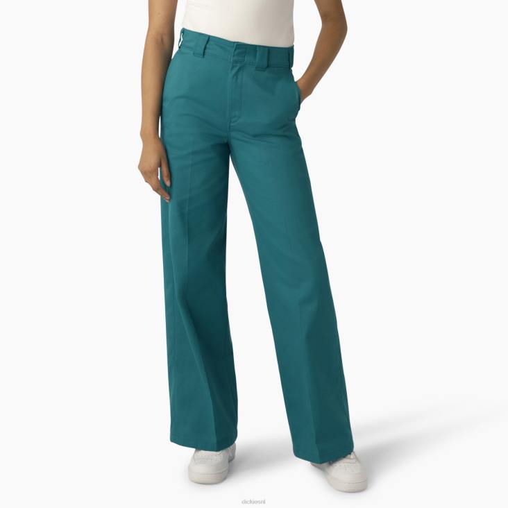 vrouwen Dickies stonewashed werkbroek met wijde pijpen normaal werk kleding 6F0X1748