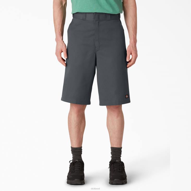 Heren Dickies losvallende werkshort met platte voorkant 13" antracietgrijs (ch) werk kleding 6F0X342