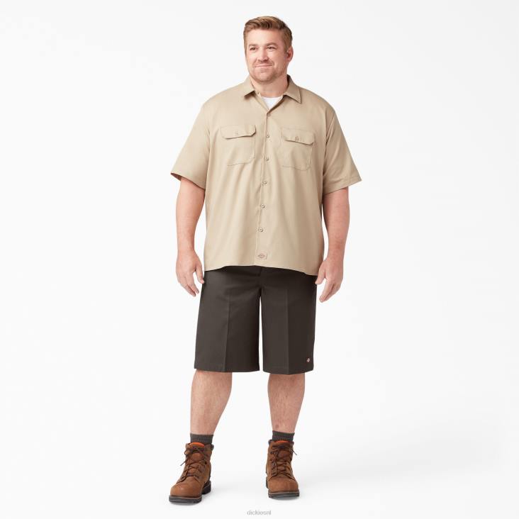 Heren Dickies losvallende werkshort met platte voorkant 13