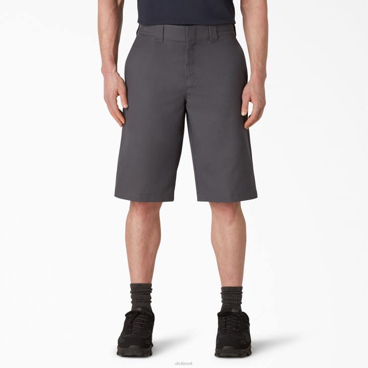 Heren Dickies verkoelende active waist short met platte voorkant 13" antracietgrijs (ch) werk kleding 6F0X399