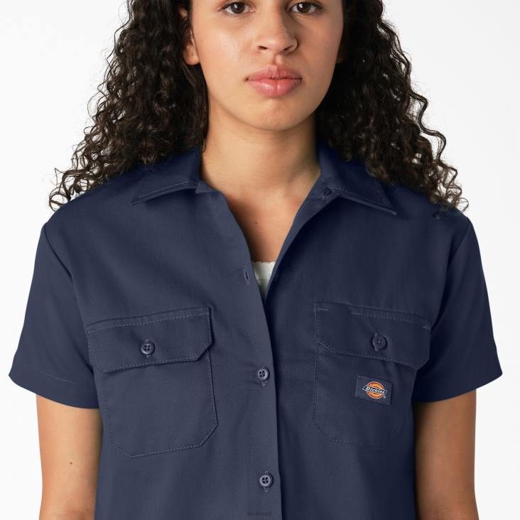 vrouwen Dickies kort werkoverhemd inkt marine (ik) werk kleding 6F0X2006