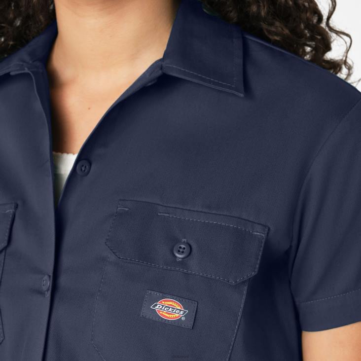 vrouwen Dickies kort werkoverhemd inkt marine (ik) werk kleding 6F0X2006