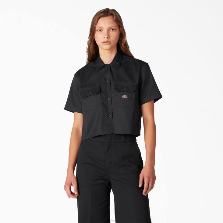 vrouwen Dickies kort werkoverhemd zwart (bk) werk kleding 6F0X2004