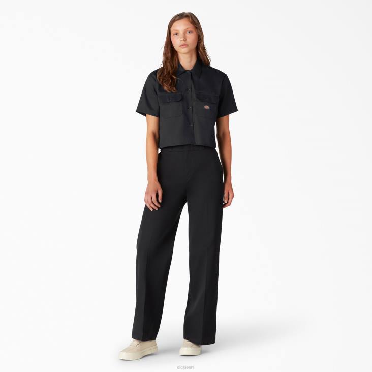vrouwen Dickies kort werkoverhemd zwart (bk) werk kleding 6F0X2004