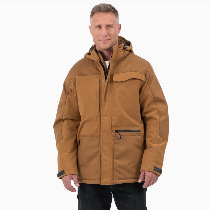 Heren Dickies performance werkkleding geïsoleerd jack bruine eend (bd) werk kleding 6F0X1195